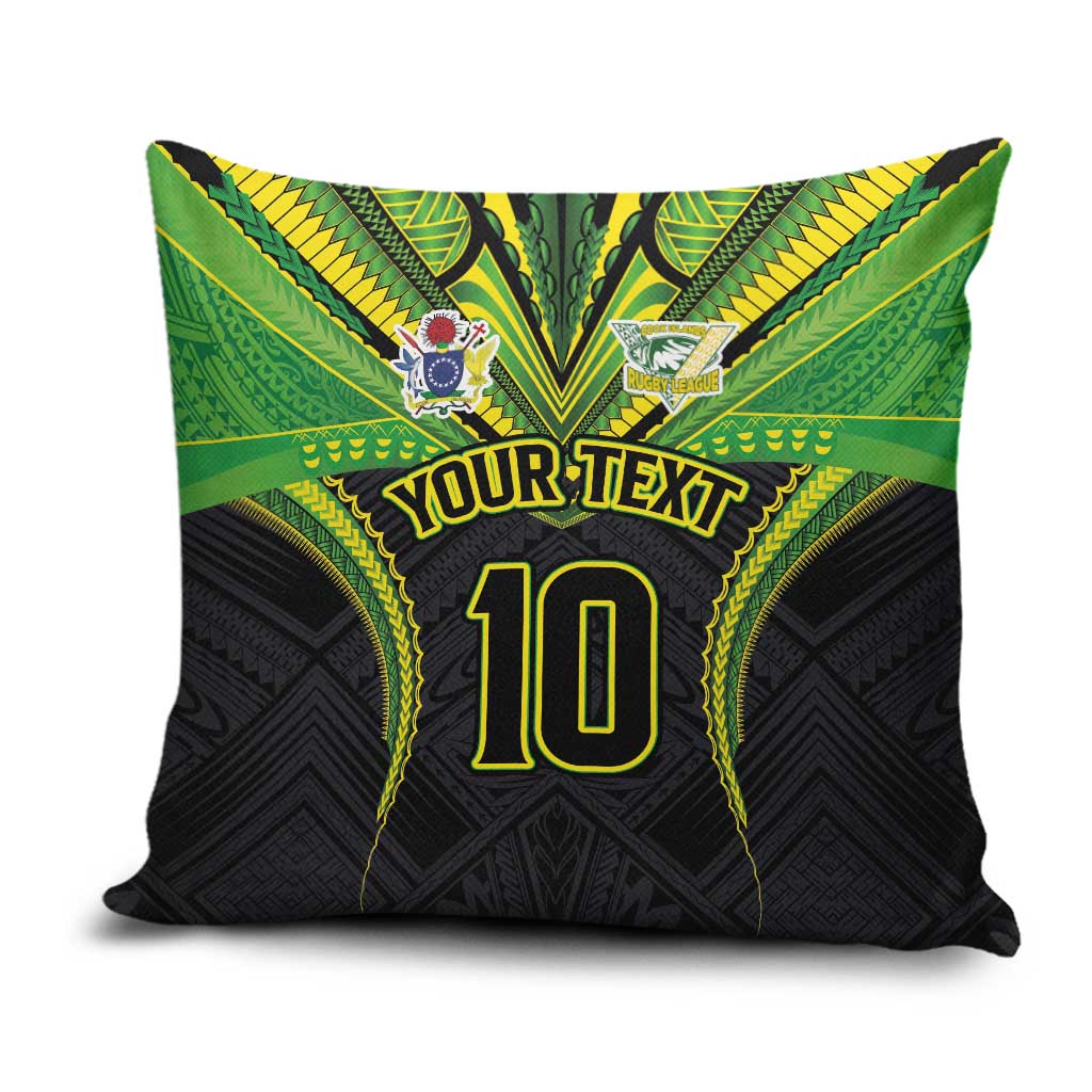 Custom Cook Islands Rugby Pillow Cover Tatau Art Sport Style Black Color