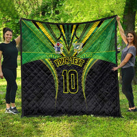 Custom Cook Islands Rugby Quilt Tatau Art Sport Style Black Color