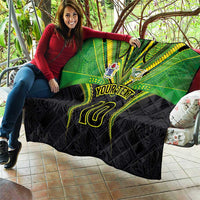 Custom Cook Islands Rugby Quilt Tatau Art Sport Style Black Color