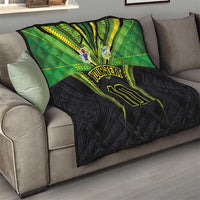 Custom Cook Islands Rugby Quilt Tatau Art Sport Style Black Color