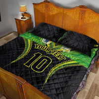 Custom Cook Islands Rugby Quilt Bed Set Tatau Art Sport Style Black Color