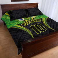 Custom Cook Islands Rugby Quilt Bed Set Tatau Art Sport Style Black Color