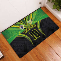 Custom Cook Islands Rugby Rubber Doormat Tatau Art Sport Style Black Color