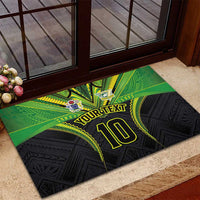 Custom Cook Islands Rugby Rubber Doormat Tatau Art Sport Style Black Color