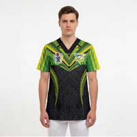 Custom Cook Islands Rugby Scrub Top Tatau Art Sport Style Black Color