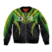 Custom Cook Islands Rugby Sleeve Zip Bomber Jacket Tatau Art Sport Style Black Color
