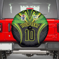 Custom Cook Islands Rugby Spare Tire Cover Tatau Art Sport Style Black Color