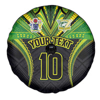 Custom Cook Islands Rugby Spare Tire Cover Tatau Art Sport Style Black Color