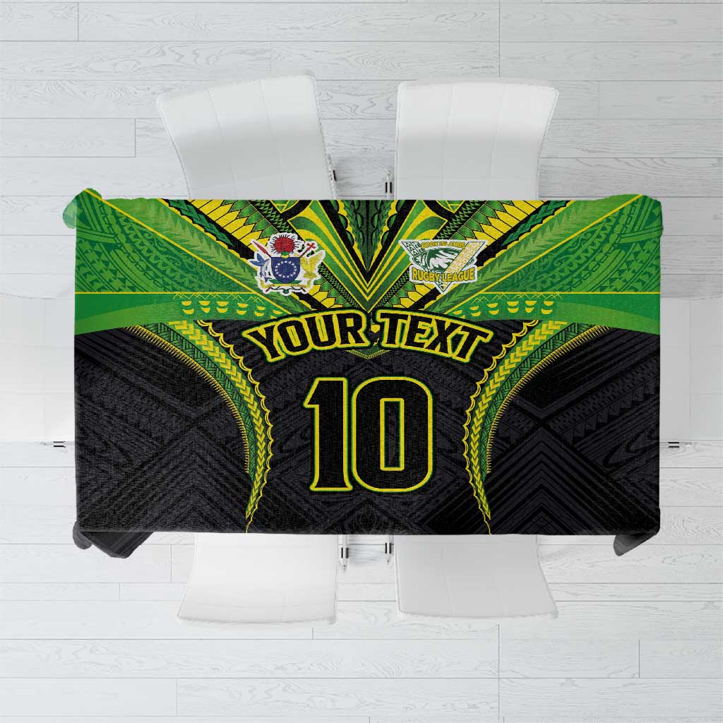 Custom Cook Islands Rugby Tablecloth Tatau Art Sport Style Black Color