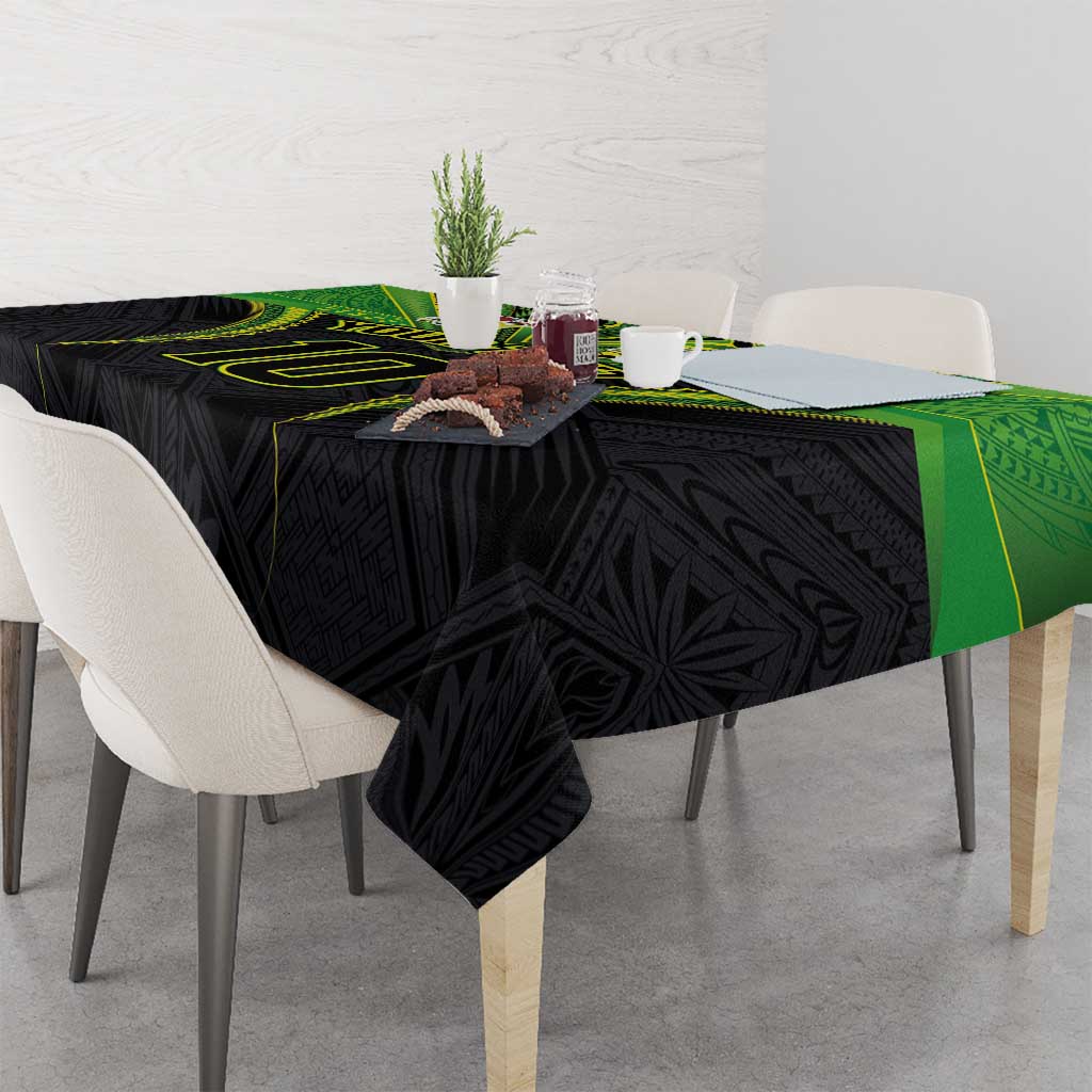 Custom Cook Islands Rugby Tablecloth Tatau Art Sport Style Black Color