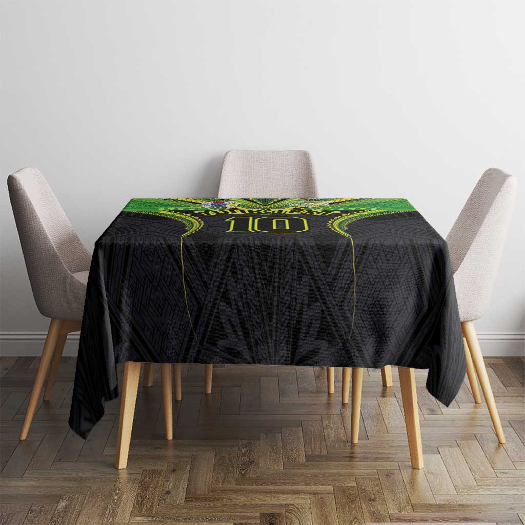 Custom Cook Islands Rugby Tablecloth Tatau Art Sport Style Black Color