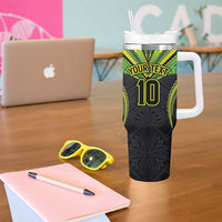Custom Cook Islands Rugby Tumbler With Handle Tatau Art Sport Style Black Color