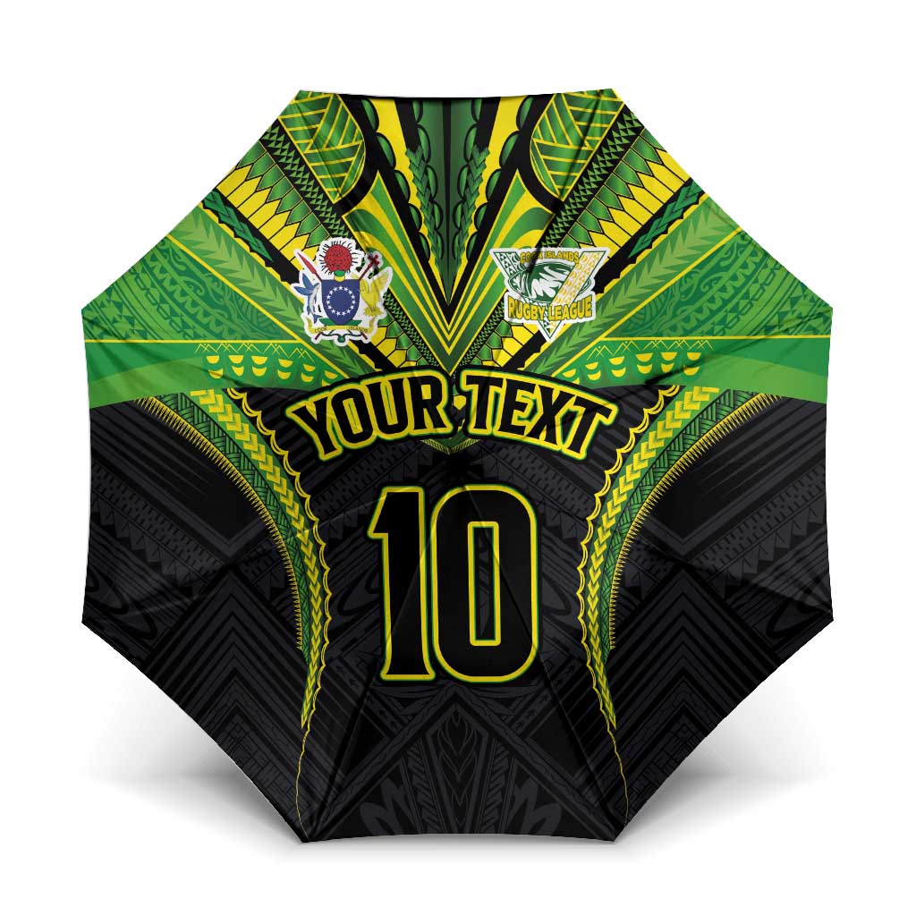 Custom Cook Islands Rugby Umbrella Tatau Art Sport Style Black Color