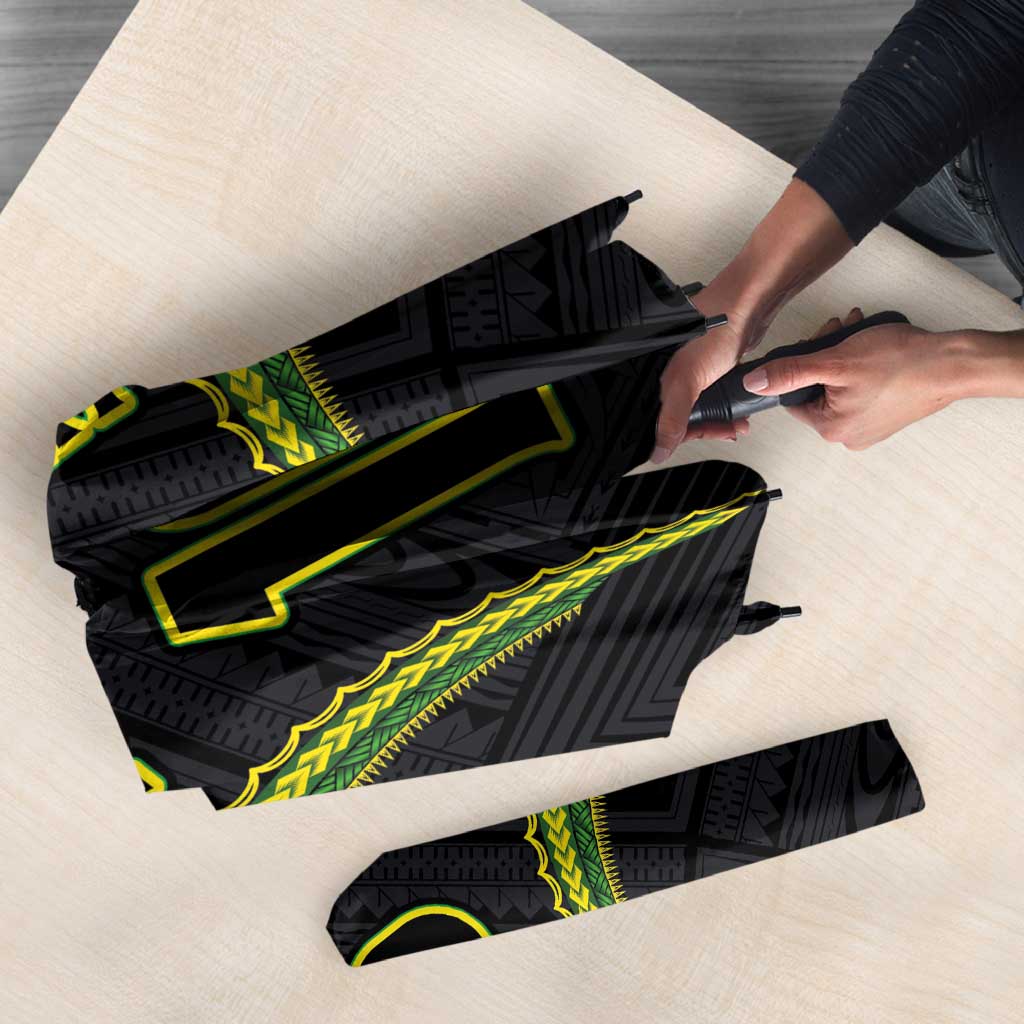 Custom Cook Islands Rugby Umbrella Tatau Art Sport Style Black Color