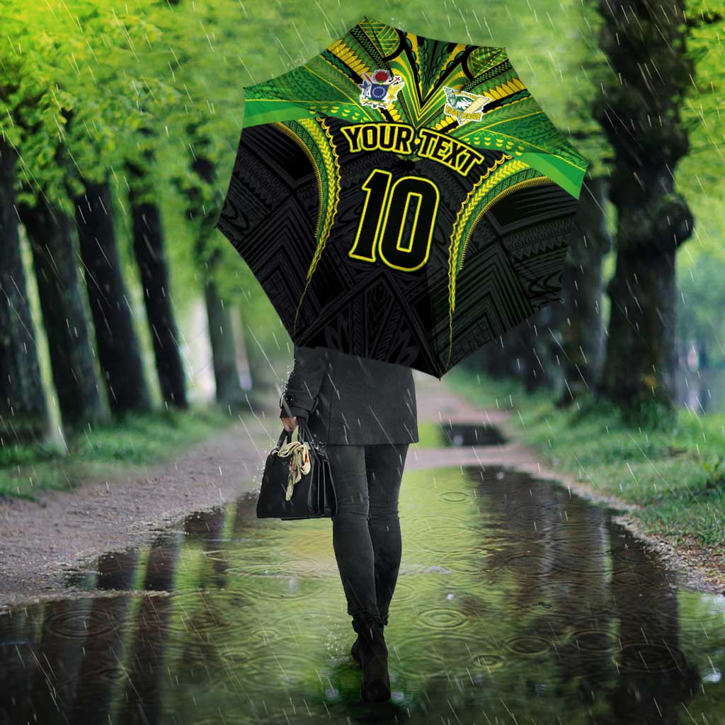 Custom Cook Islands Rugby Umbrella Tatau Art Sport Style Black Color