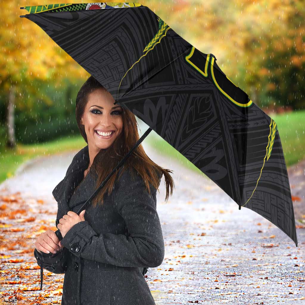 Custom Cook Islands Rugby Umbrella Tatau Art Sport Style Black Color