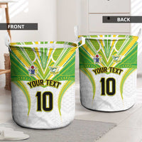 Custom Cook Islands Rugby Laundry Basket Tatau Art Sport Style White Color