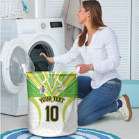 Custom Cook Islands Rugby Laundry Basket Tatau Art Sport Style White Color