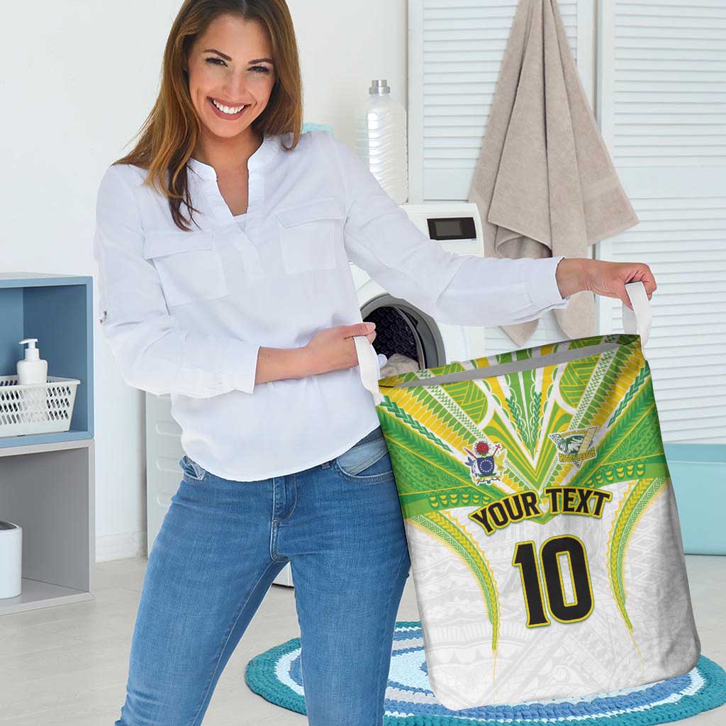 Custom Cook Islands Rugby Laundry Basket Tatau Art Sport Style White Color