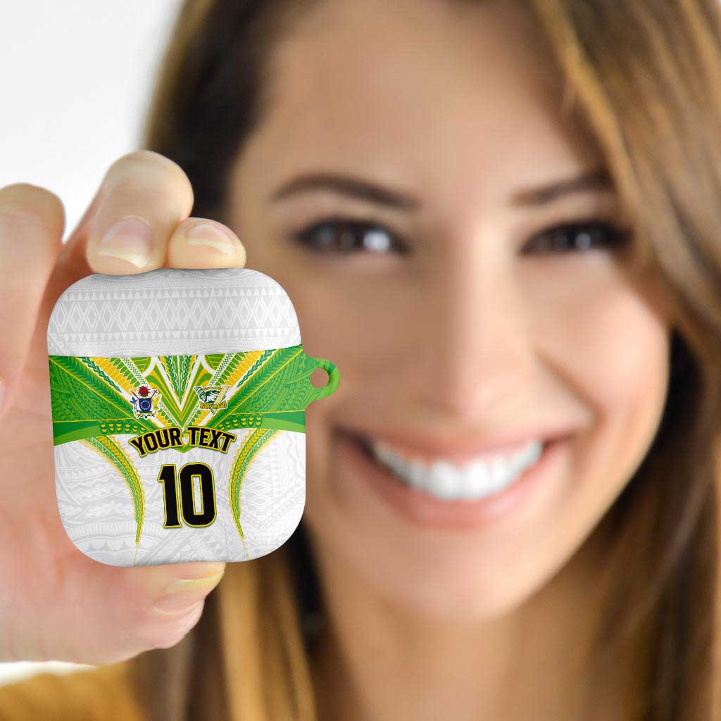 Custom Cook Islands Rugby AirPods Case Tatau Art Sport Style White Color