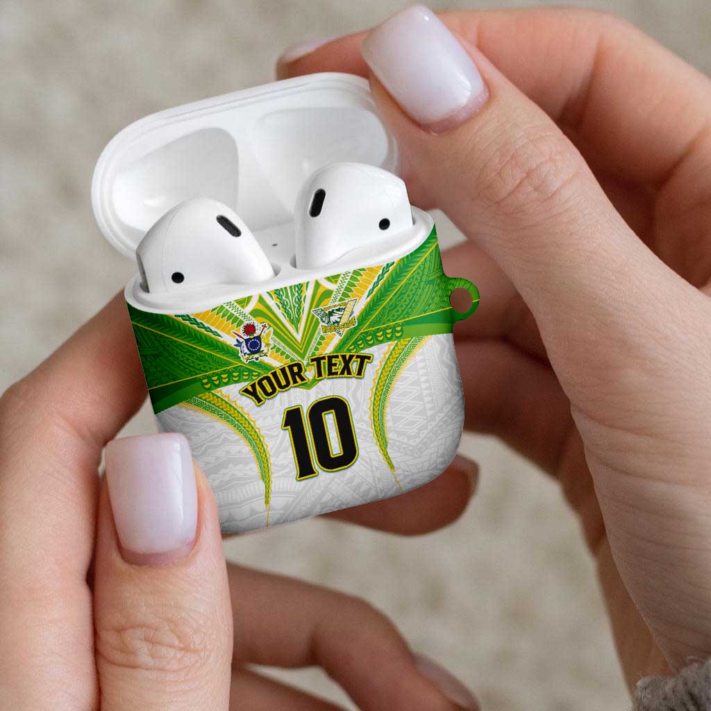 Custom Cook Islands Rugby AirPods Case Tatau Art Sport Style White Color