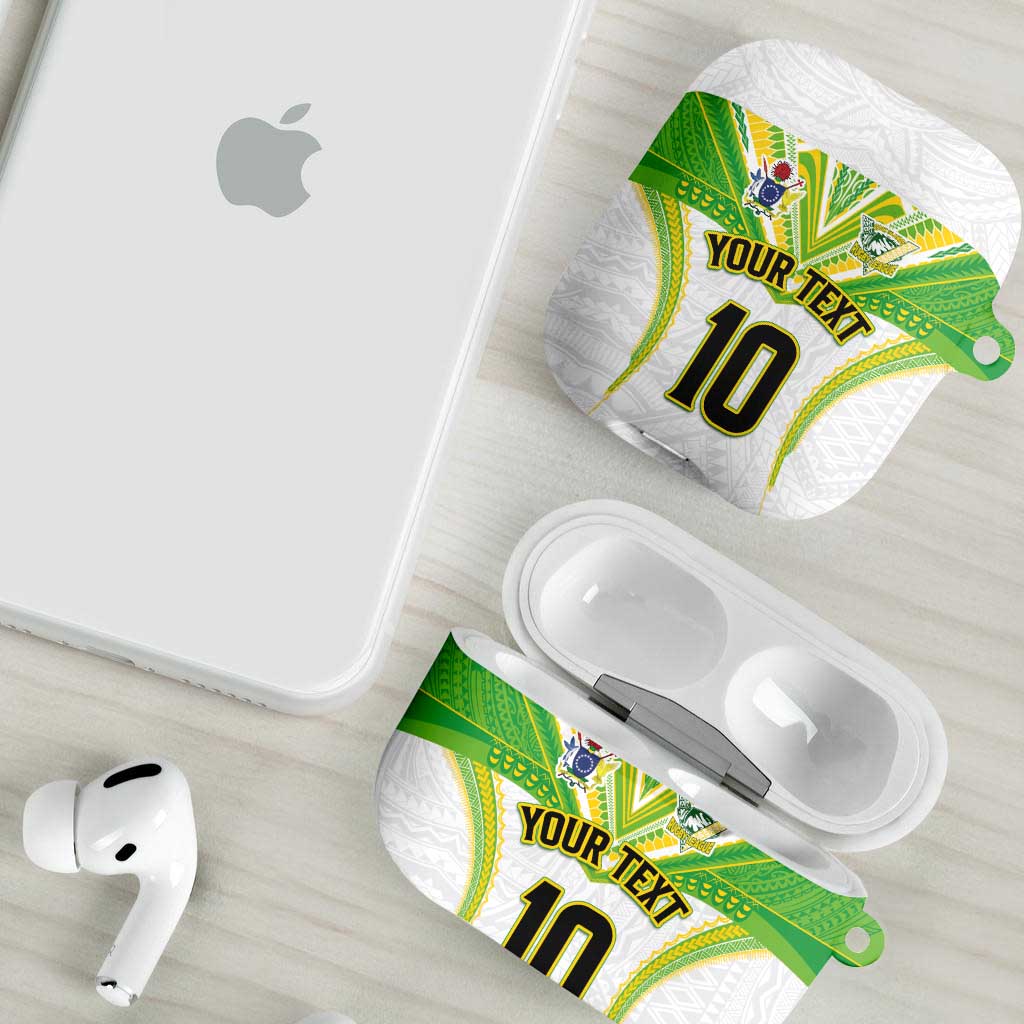 Custom Cook Islands Rugby AirPods Case Tatau Art Sport Style White Color