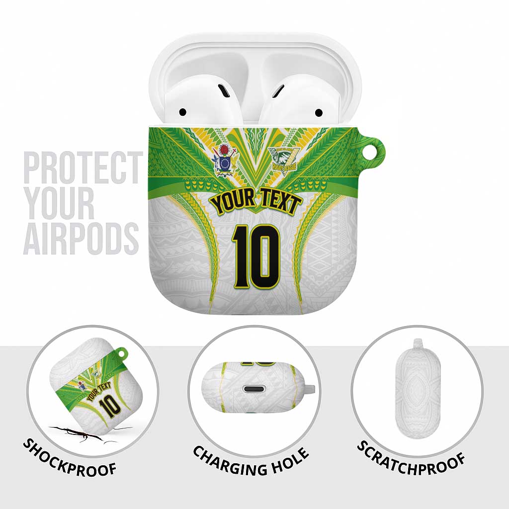 Custom Cook Islands Rugby AirPods Case Tatau Art Sport Style White Color