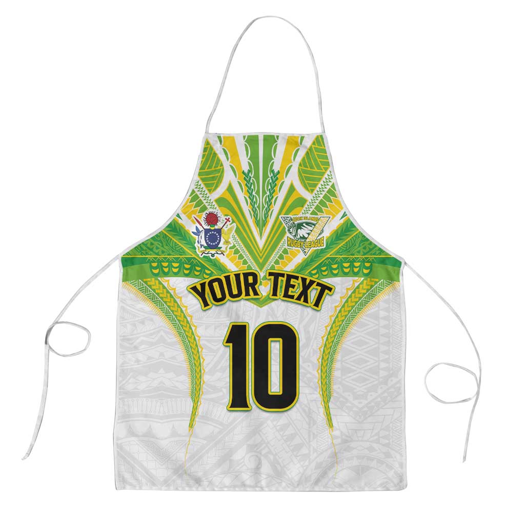 Custom Cook Islands Rugby Apron Tatau Art Sport Style White Color