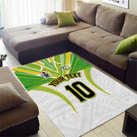 Custom Cook Islands Rugby Area Rug Tatau Art Sport Style White Color