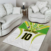 Custom Cook Islands Rugby Area Rug Tatau Art Sport Style White Color