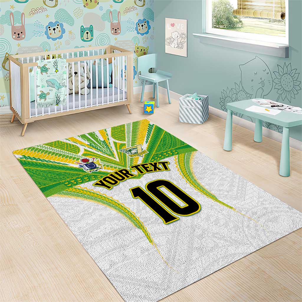 Custom Cook Islands Rugby Area Rug Tatau Art Sport Style White Color