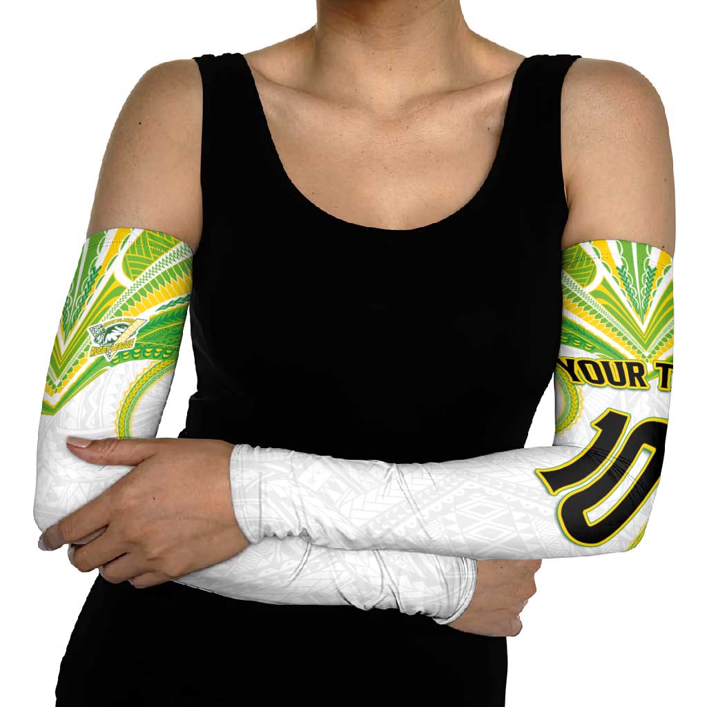 Custom Cook Islands Rugby Arm Sleeves Tatau Art Sport Style White Color