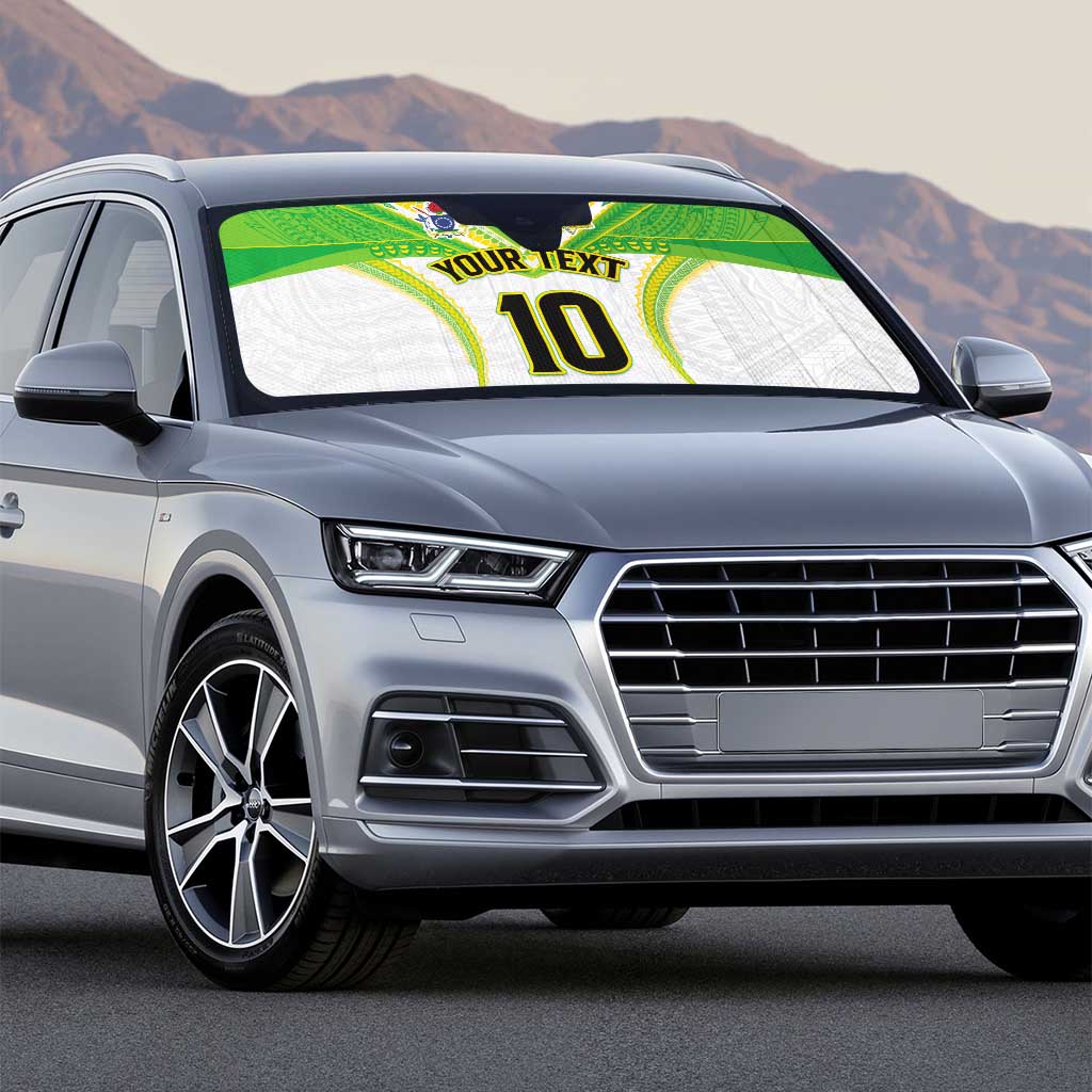 Custom Cook Islands Rugby Auto Sun Shade Tatau Art Sport Style White Color