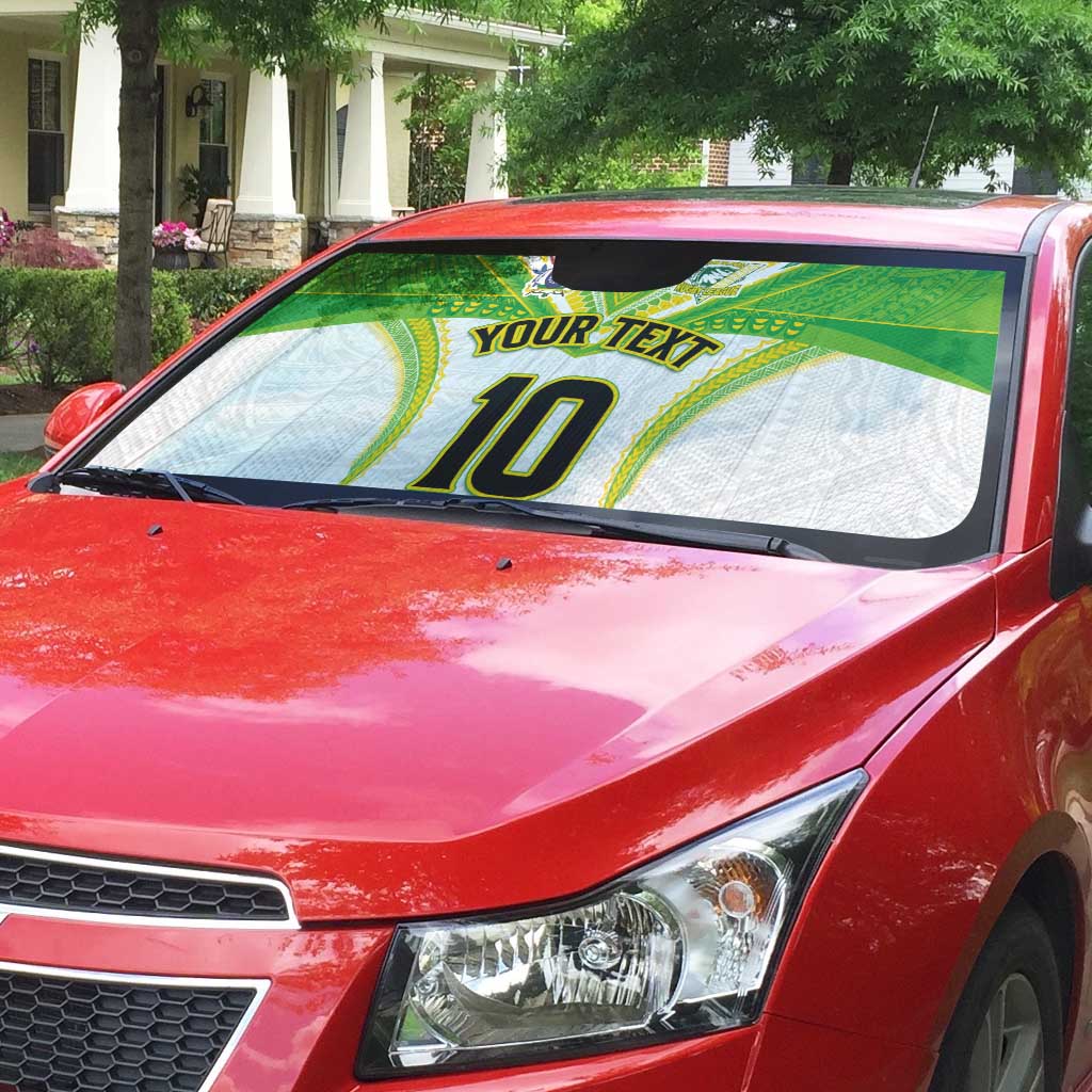 Custom Cook Islands Rugby Auto Sun Shade Tatau Art Sport Style White Color