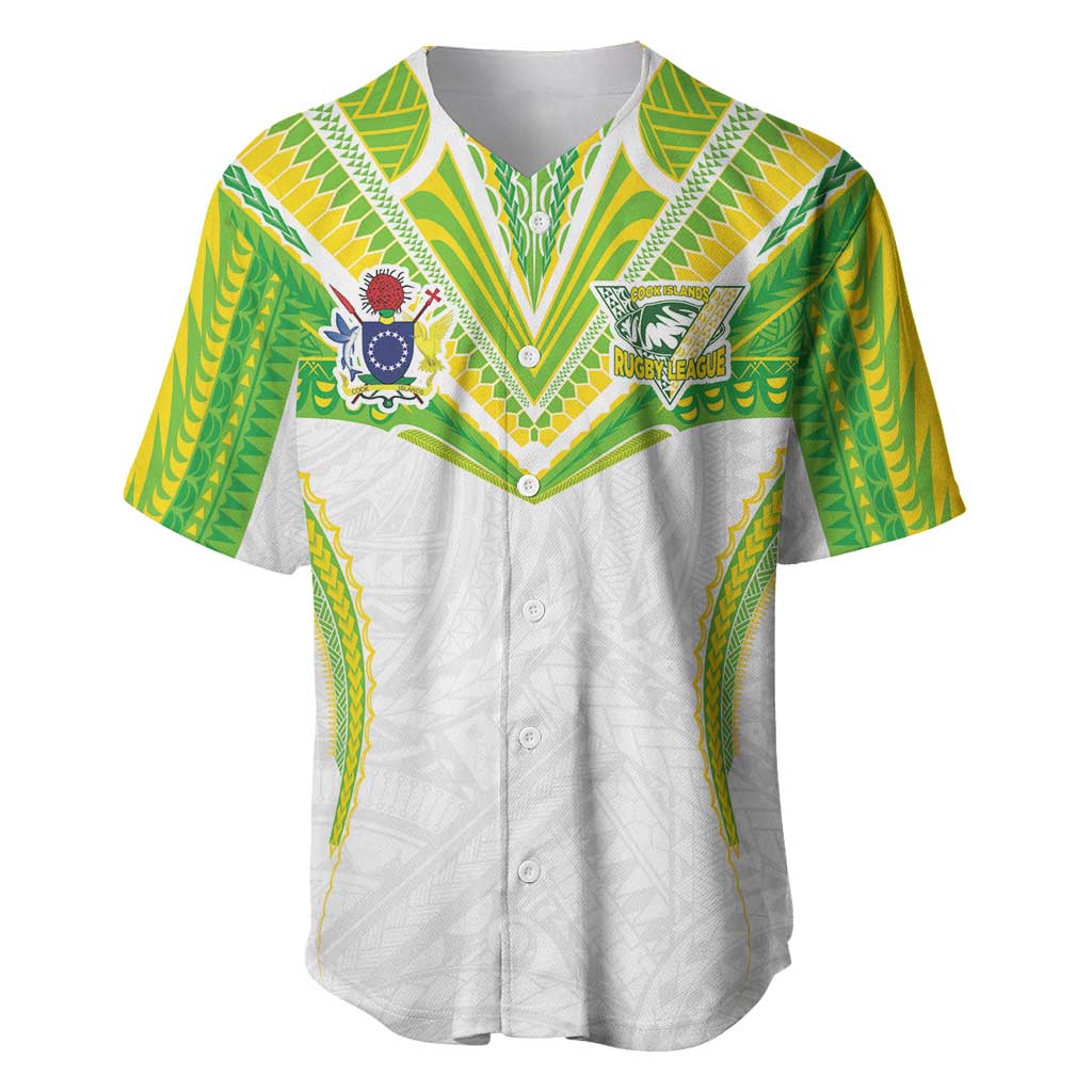 Custom Cook Islands Rugby Baseball Jersey Tatau Art Sport Style White Color
