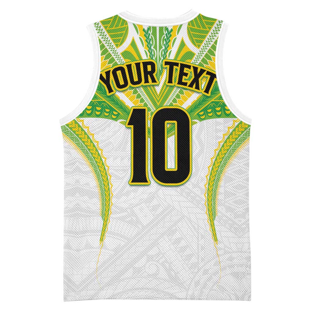 Custom Cook Islands Rugby Basketball Jersey Tatau Art Sport Style White Color