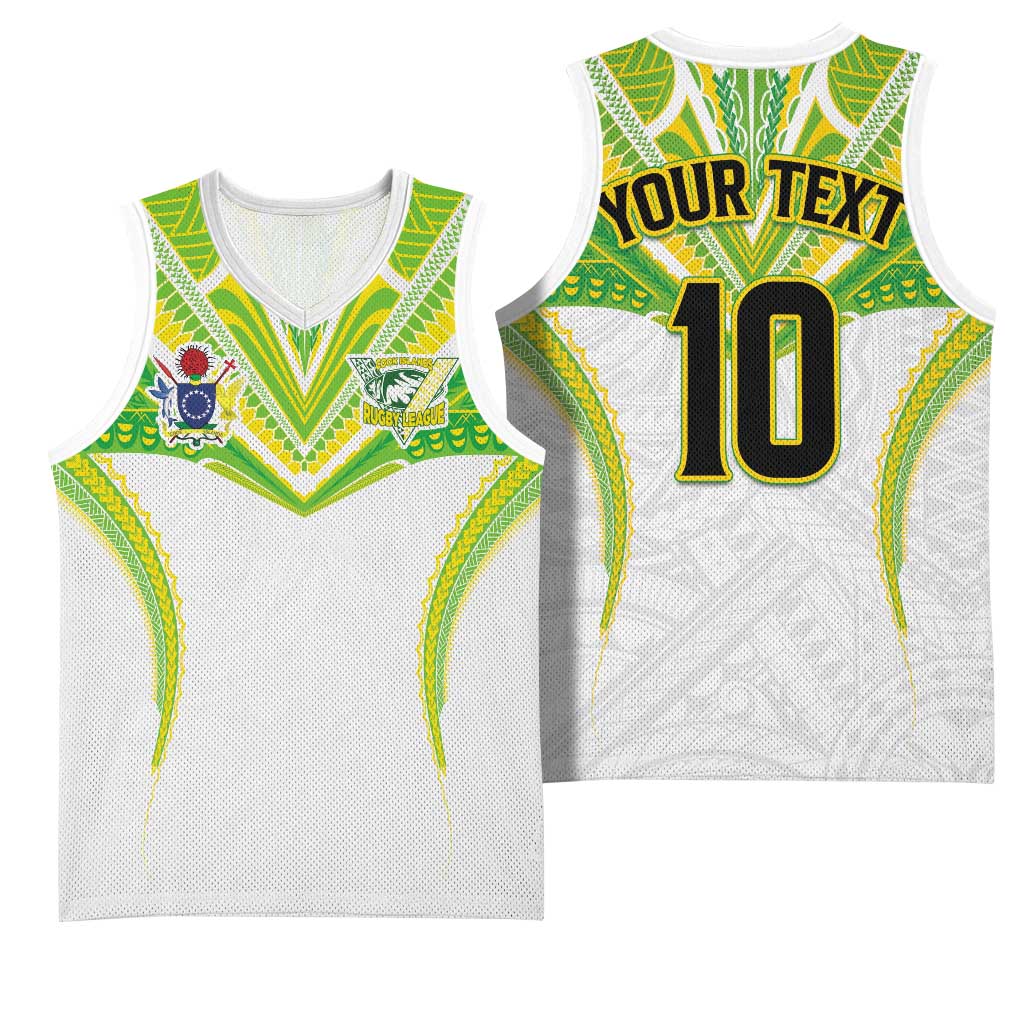 Custom Cook Islands Rugby Basketball Jersey Tatau Art Sport Style White Color