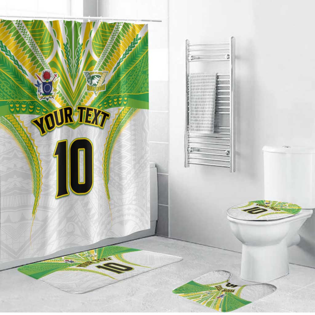 Custom Cook Islands Rugby Bathroom Set Tatau Art Sport Style White Color