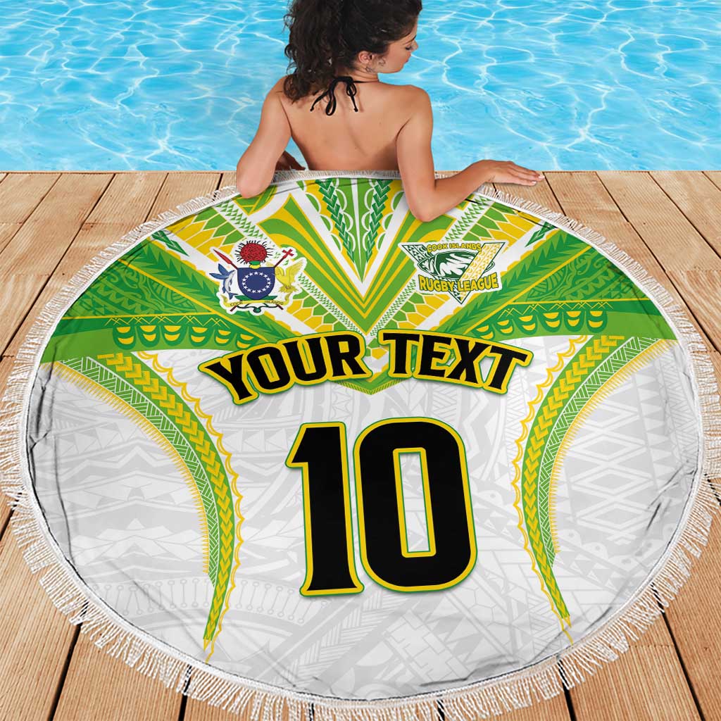 Custom Cook Islands Rugby Beach Blanket Tatau Art Sport Style White Color