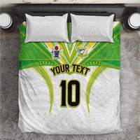 Custom Cook Islands Rugby Bedding Set Tatau Art Sport Style White Color