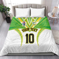 Custom Cook Islands Rugby Bedding Set Tatau Art Sport Style White Color