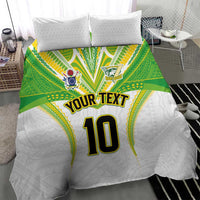 Custom Cook Islands Rugby Bedding Set Tatau Art Sport Style White Color