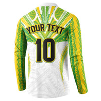 Custom Cook Islands Rugby Button Sweatshirt Tatau Art Sport Style White Color