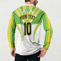 Custom Cook Islands Rugby Button Sweatshirt Tatau Art Sport Style White Color