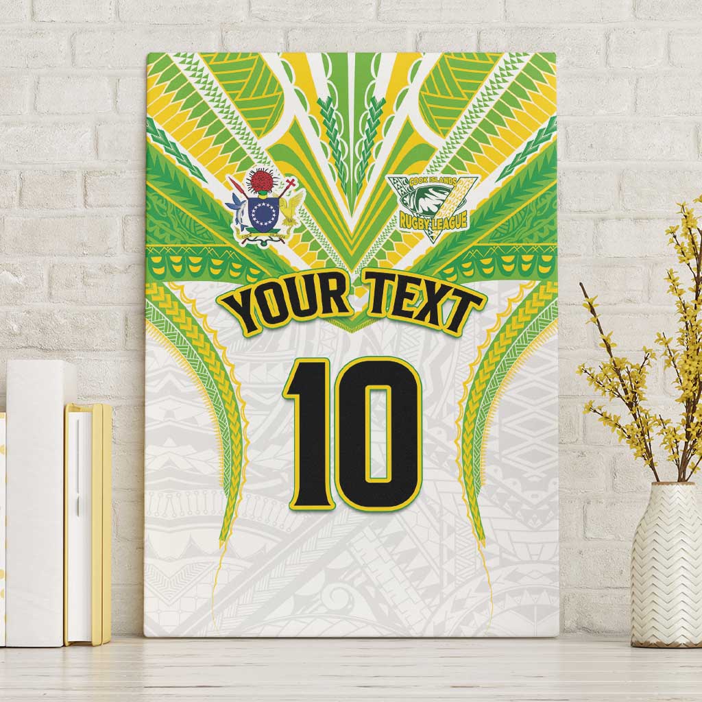 Custom Cook Islands Rugby Canvas Wall Art Tatau Art Sport Style White Color