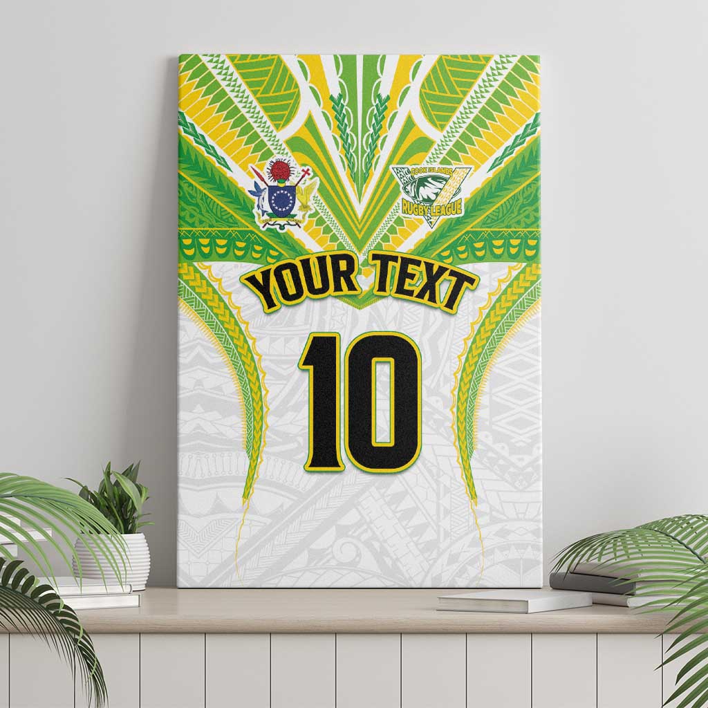 Custom Cook Islands Rugby Canvas Wall Art Tatau Art Sport Style White Color