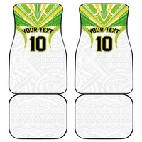 Custom Cook Islands Rugby Car Mats Tatau Art Sport Style White Color