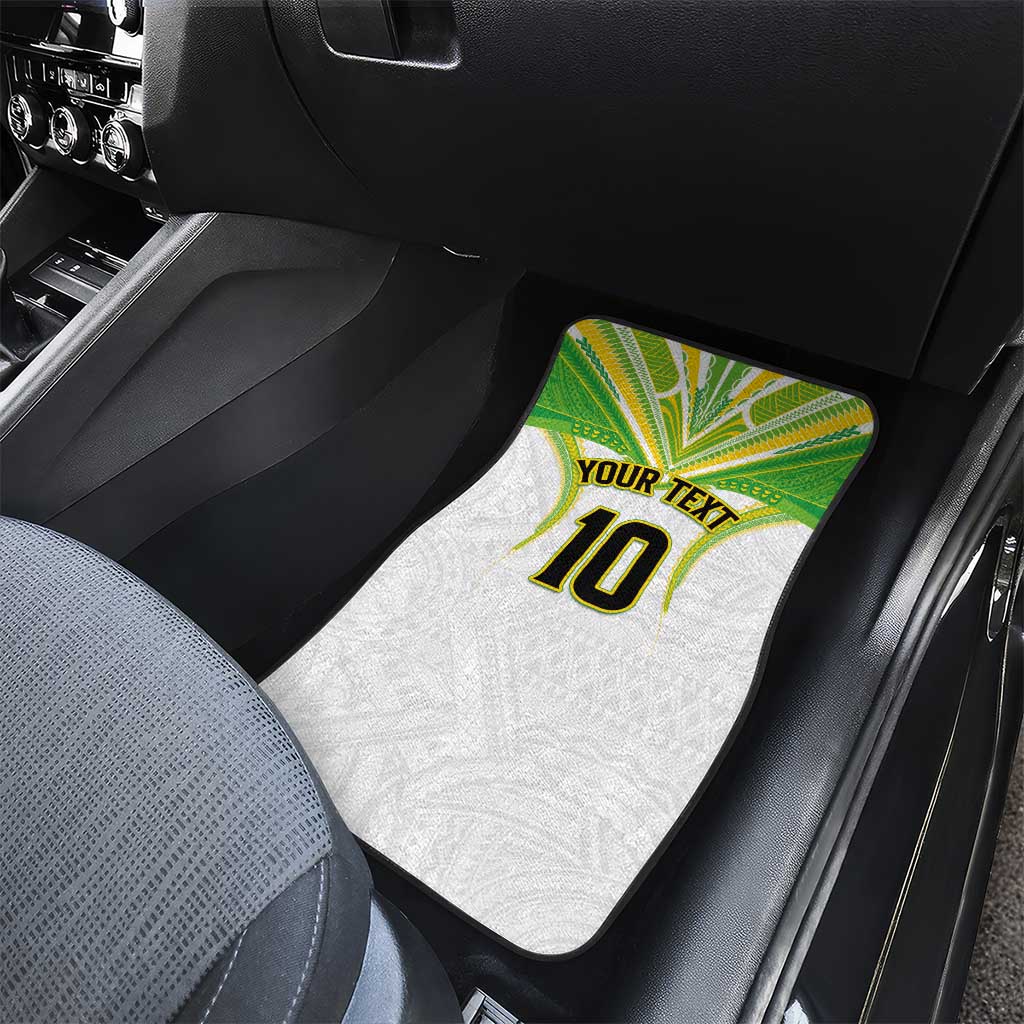 Custom Cook Islands Rugby Car Mats Tatau Art Sport Style White Color