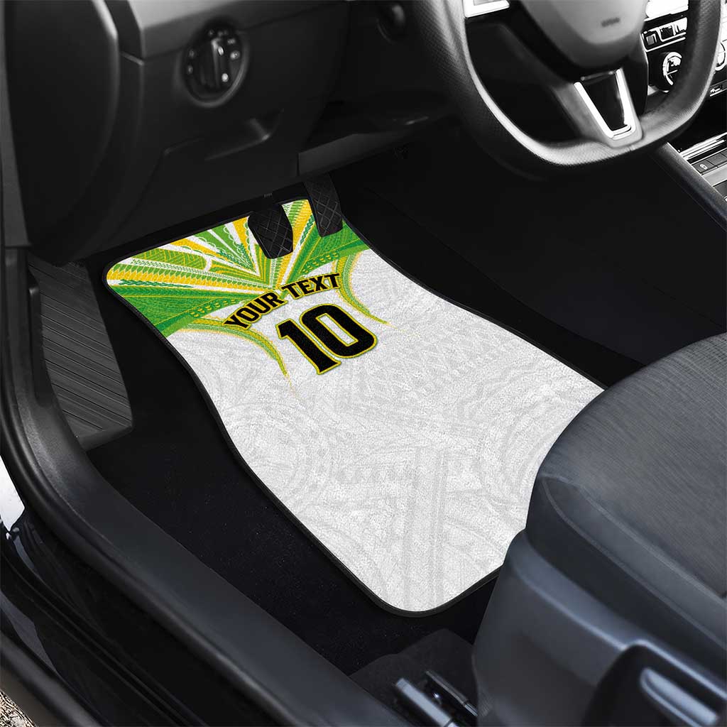 Custom Cook Islands Rugby Car Mats Tatau Art Sport Style White Color