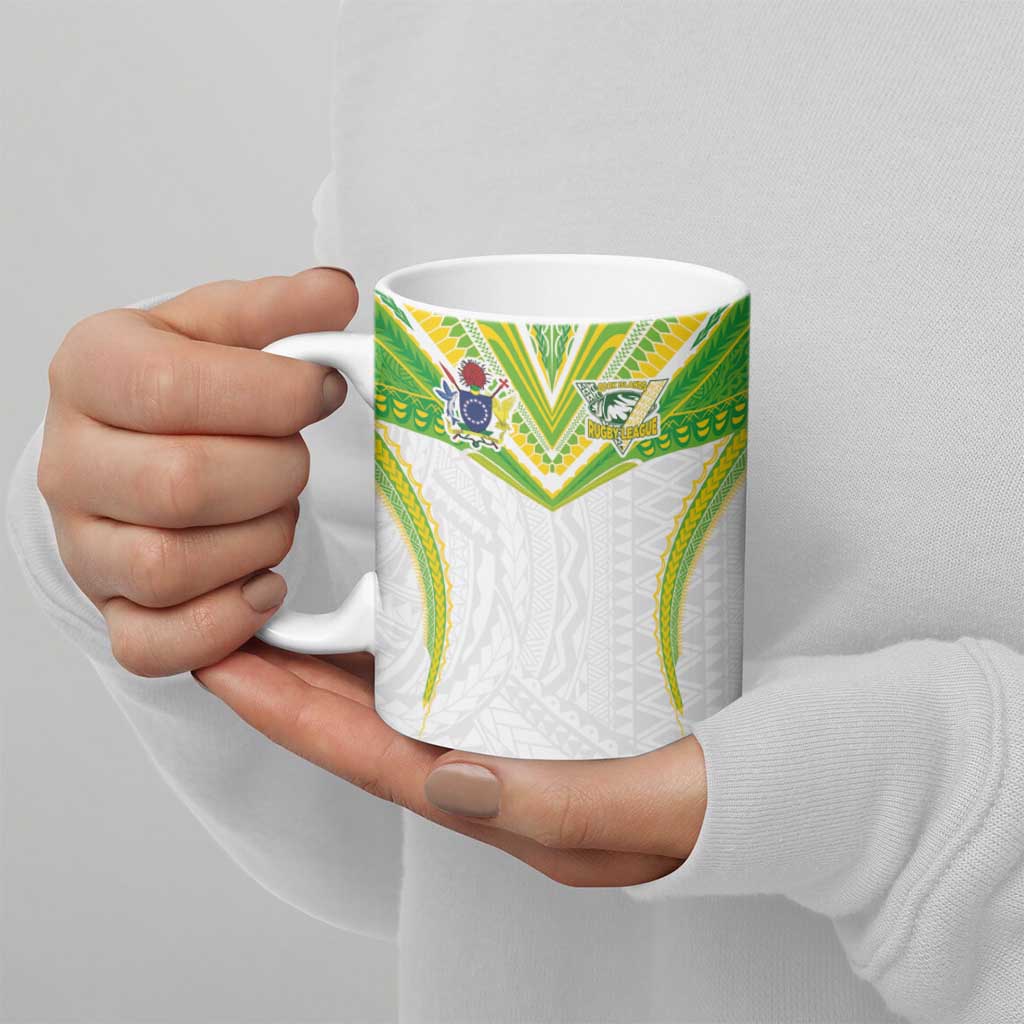 Custom Cook Islands Rugby Ceramic Mug Tatau Art Sport Style White Color